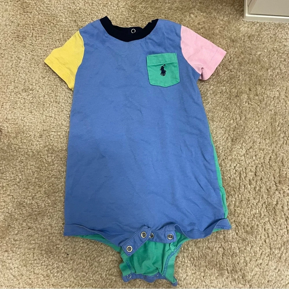 Polo Ralph Lauren Baby Boy Colorblocks shirtsleeves onesie 6M